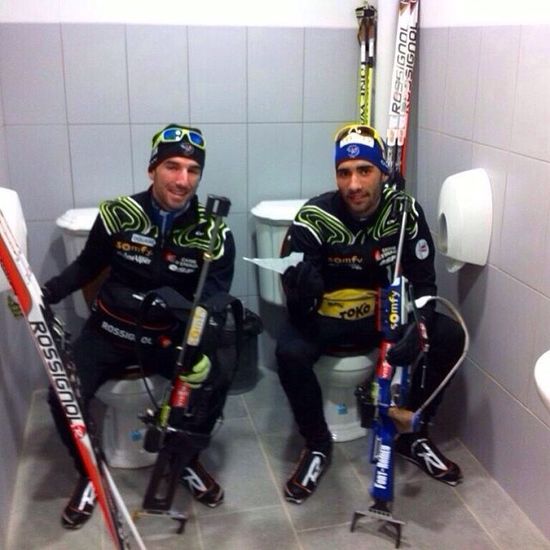 Jean-Guillaume Béatrix and Martin Fourcade in Sochi